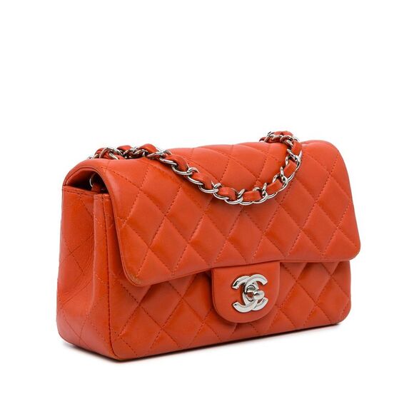Pre Loved chanel Mini Chain Bag Classic Style Women Orange Crossbody Bags - Picture 2 of 8